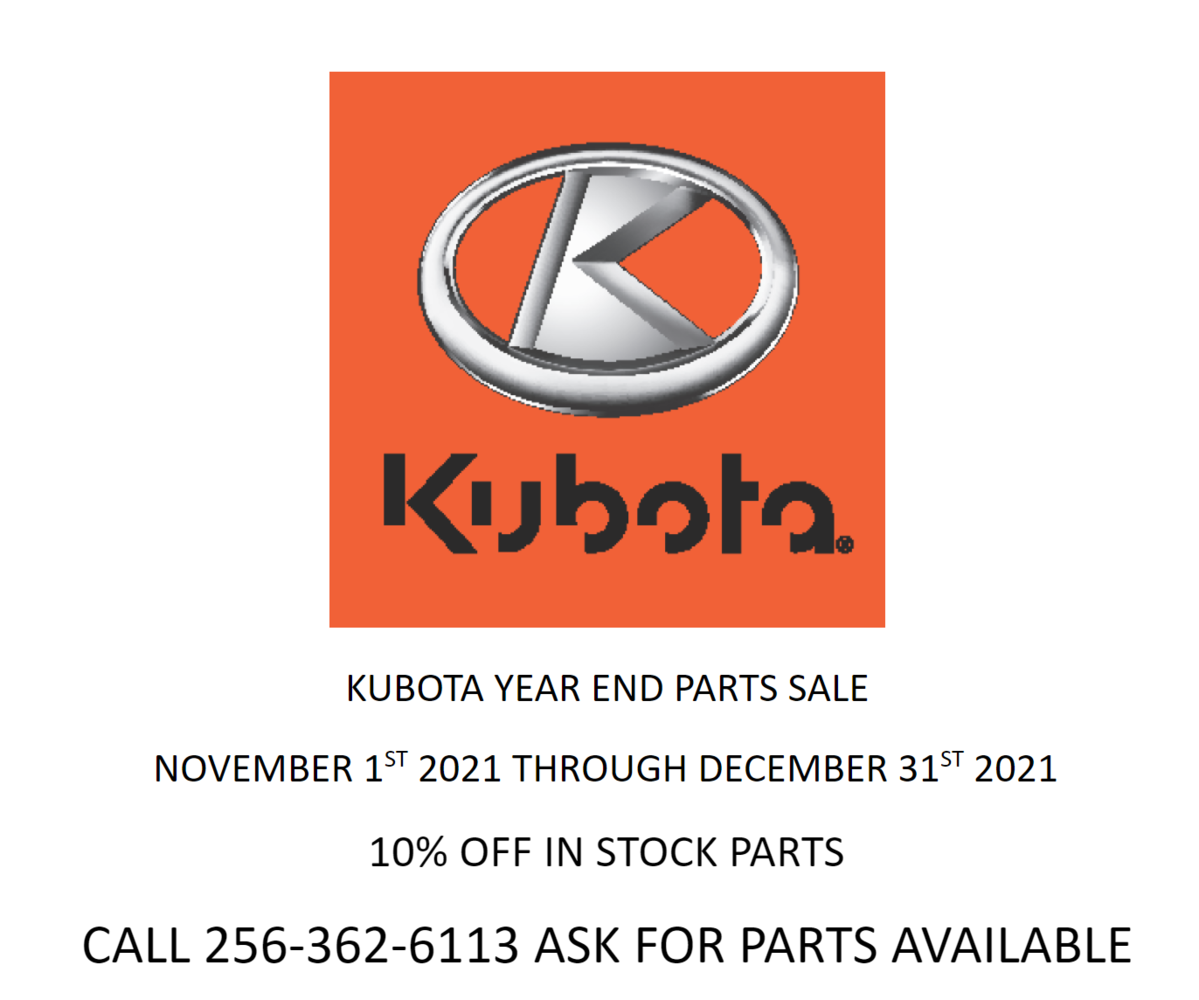 Kubota Year End Parts Sale
